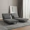 Modern 163 cm Grey Full 2-Seater Linen Convertible Futon Sleeper Sofa with Pillows