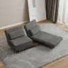 Modern 163 cm Grey Full 2-Seater Linen Convertible Futon Sleeper Sofa with Pillows