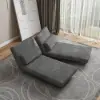 Modern 163 cm Grey Full 2-Seater Linen Convertible Futon Sleeper Sofa with Pillows