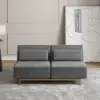 Modern 163 cm Grey Full 2-Seater Linen Convertible Futon Sleeper Sofa with Pillows
