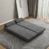 Modern 163 cm Grey Full 2-Seater Linen Convertible Futon Sleeper Sofa with Pillows