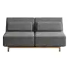 Modern 163 cm Grey Full 2-Seater Linen Convertible Futon Sleeper Sofa with Pillows