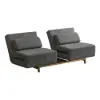 Modern 163 cm Grey Full 2-Seater Linen Convertible Futon Sleeper Sofa with Pillows
