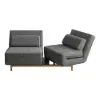 Modern 163 cm Grey Full 2-Seater Linen Convertible Futon Sleeper Sofa with Pillows