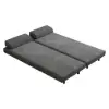 Modern 163 cm Grey Full 2-Seater Linen Convertible Futon Sleeper Sofa with Pillows