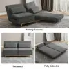 Modern 163 cm Grey Full 2-Seater Linen Convertible Futon Sleeper Sofa with Pillows