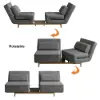 Modern 163 cm Grey Full 2-Seater Linen Convertible Futon Sleeper Sofa with Pillows