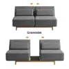 Modern 163 cm Grey Full 2-Seater Linen Convertible Futon Sleeper Sofa with Pillows