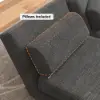 Modern 163 cm Grey Full 2-Seater Linen Convertible Futon Sleeper Sofa with Pillows