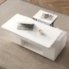 100 cm Lift-Top Foldable White Coffee Table with 4 Stools & Storage