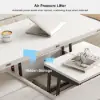 100 cm Lift-Top Foldable White Coffee Table with 4 Stools & Storage