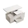 100 cm Lift-Top Foldable White Coffee Table with 4 Stools & Storage