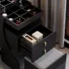 Modern Black Dressing Table with Chair with Mirror Mini Dressing Table with Stool