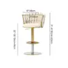 Modern Warm White & Gold Velvet Adjustable Bar Stool with Swivel, 2 Pieces