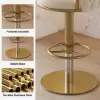 Modern Warm White & Gold Velvet Adjustable Bar Stool with Swivel, 2 Pieces