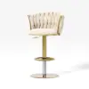 Modern Warm White & Gold Velvet Adjustable Bar Stool with Swivel, 2 Pieces