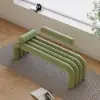 Modern Green Line Tufted Bench Velvet Upholstered Entryway Bench in Gold Finish