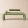 Modern Green Line Tufted Bench Velvet Upholstered Entryway Bench in Gold Finish