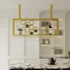 970mm Metal Hanging Wine Rack Golden Bar Shelf Floating Wine Glass Holder