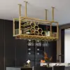 970mm Metal Hanging Wine Rack Golden Bar Shelf Floating Wine Glass Holder
