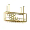 970mm Metal Hanging Wine Rack Golden Bar Shelf Floating Wine Glass Holder