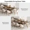 Farmhouse 160 - 200 cm Extendable Rectangular Walnut Dining Table, Seats 4–6