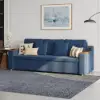 2108 cm 3-Seater Cotton & Linen Pull-out Sofa Bed with Storage – Blue Full Sleeper