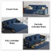 2108 cm 3-Seater Cotton & Linen Pull-out Sofa Bed with Storage – Blue Full Sleeper