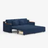 2108 cm 3-Seater Cotton & Linen Pull-out Sofa Bed with Storage – Blue Full Sleeper