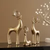 3 Pieces Gold Resin Reindeer Sculpture Chrismas Deer Decor Art Ornament Living Room