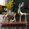 3 Pieces Gold Resin Reindeer Sculpture Chrismas Deer Decor Art Ornament Living Room
