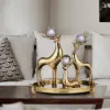 3 Pieces Gold Resin Reindeer Sculpture Chrismas Deer Decor Art Ornament Living Room