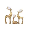 3 Pieces Gold Resin Reindeer Sculpture Chrismas Deer Decor Art Ornament Living Room