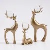 3 Pieces Gold Resin Reindeer Sculpture Chrismas Deer Decor Art Ornament Living Room