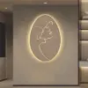 Picture of 800mm Oval LED Abstract Wall Art Modern Woman Face Sculpture Decor Living Room Bedroom