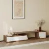 Fero 180 - 280 cm Extendable TV Unit with 3 Drawers – Engineered Wood – Minimalist Rectangle White