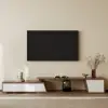 Fero 180 - 280 cm Extendable TV Unit with 3 Drawers – Engineered Wood – Minimalist Rectangle White