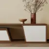 Fero 180 - 280 cm Extendable TV Unit with 3 Drawers – Engineered Wood – Minimalist Rectangle White