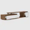 Fero 180 - 280 cm Extendable TV Unit with 3 Drawers – Engineered Wood – Minimalist Rectangle White