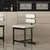 Modern Warm White Faux Leather Upholstered Dining Chair, 2 Pieces