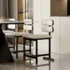 Modern Warm White Faux Leather Upholstered Dining Chair, 2 Pieces