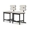 Modern Warm White Faux Leather Upholstered Dining Chair, 2 Pieces