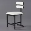 Modern Warm White Faux Leather Upholstered Dining Chair, 2 Pieces