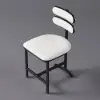 Modern Warm White Faux Leather Upholstered Dining Chair, 2 Pieces