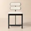 Modern Warm White Faux Leather Upholstered Dining Chair, 2 Pieces
