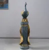 700mm Large Glam Peacock Floor Sculpture Decor Art Living Room Bedroom in Blue & Gold