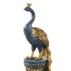 700mm Large Glam Peacock Floor Sculpture Decor Art Living Room Bedroom in Blue & Gold