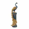 700mm Large Glam Peacock Floor Sculpture Decor Art Living Room Bedroom in Blue & Gold