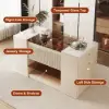 Picture of 153 cm Glass Top Ivory Dresser Walk-in Closet Island with Jewelry Storage