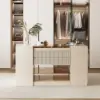 Picture of 153 cm Glass Top Ivory Dresser Walk-in Closet Island with Jewelry Storage